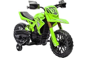 AIYAPLAY Elektro Kindermotorrad Elektromotorrad mit Hupe, Kinder 3 km/h Elektro Motorrad mit 2 Stützrädern für Kinder von 3-8 Jahren Grün