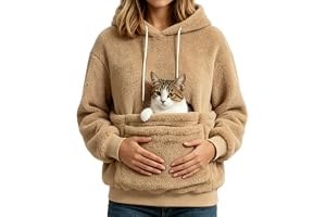 Dam husdjur påse hoodie katt hoodies med påsar hund fleece jumper | huvtröja med husdjurspåse känguruficka hund katt bärare sweatshirt mysig överdimensionerad pullover med varma fickor