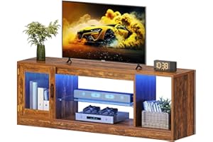 YITAHOME TV Stand Cabinet Unit, 65 Inch TV Unit TV Table Living Room Furniture Modern Style with Open Adjustable Glass Storage Shelves for Living Room, Gaming Entertainment Room, Hallway, Bedroom