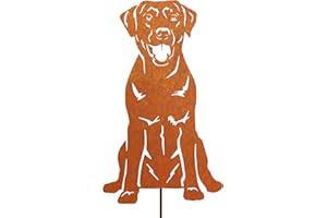 JYUECIAN Labrador Gartenstecker Rost Gartendeko Metall Hund Roststecker für Draußen, 30 cm