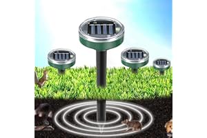Titifeya 4 Pack Ultrasonic Mole Repellent Waterproof Gopher Scarer Solar Powered Groundhog Repeller Outdoor Rat Deterrent for Snake Rodent Vole Garden Farm Orchard