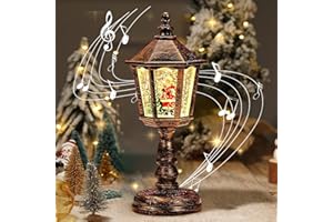 HUIKUANGEU Lanterna di Natale LED Babbo Natale Fiocco di Neve con Musica, Decorazioni Natalizie