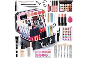 Kit de Maquillaje Profesional Completo, MKNZOME 34 piezas Set de Maquillaje Mujer con Estuches de Maquillaje Portátil Paletas de Sombras de Ojos Fundación barra de labios para Mujeres Niñas