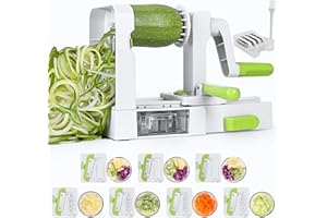 SEDHOOM DIRECT Espiralizador de Vegetales Cortador de Verduras de 7 Cuchillas, Blanco Espiralizador de Verduras Manivela Espiralizador de Vegetales