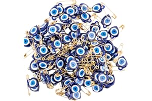 NEVFACTORY Nev Nazar Boncuk Evil Eye - imperdibles de seguridad (100 unidades), diseño de ojo turco, Metal