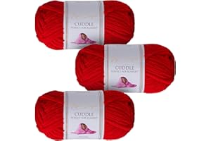 Utopia Crafts Cuddle - Filato morbido in ciniglia super grosso, per lavorare a maglia e uncinetto, 3 confezioni da 100 g (rosso)