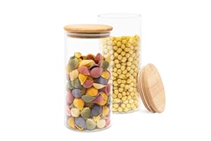 LG Luxury & Grace Pack Botes de Cristal con Tapa de Bambú 1,45 L (23x10 cm)