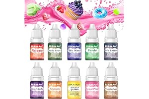 Colorante Alimentare Liposolubile - ERCorArt 10 Colori Altamente Concentrati e Solubili in Olio Coloranti Alimentari per Cioccolato, Foudant, Torta Di Caramelle, Glasse, Gelati ecc., 6 ml/Cad