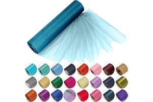 Rollos de organza Trimming Shop con purpurina para bodas, Navidad, fajines para sillas, caminos de mesa, decoración, de 29 cm x 25 m, turquesa, 29CM