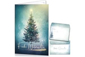 ‎BERILUDESIGN beriluDesign Weihnachtskarten mit Umschlägen 15er Set - Klappkarten mit Weihnachtsbaum-Motiv für die schönsten Weihnachtsgrüße