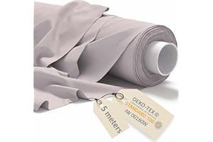 DreamRoots Telas por metro Algodon 5Mx160cm 145 g/m² - Tela para tapizar, cortinas, disfraz, manualidades - Tela de lienzo, Gris claro