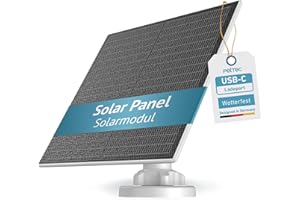 PetTec - Solar Panel für Überwachungskamera aussen Pet Cam - Solarmodul 4,4W in Weiß - Für Outdoor Kameras mit Akku & USB-Port - Ideal für Pet Cam Produkte - Inkl. Ladekabel und Halterung