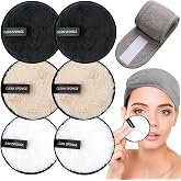 KEYRI 7 Pieces Reusable Makeup Remover Pads Cotton Makeup Remover Washable Face Towel Super Absorbent Microfiber Makeup Remov