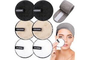 KEYRI 7 Piezas Discos desmaquillantes reutilizables Algodones Desmaquillantes Lavable Toalla facial desmaquillante de microfibra superabsorbente para lavado facial y desmaquillante (7 Piezas)