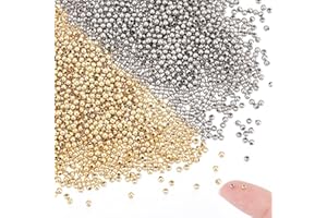 UNICRAFTALE 2000 cuentas espaciadoras redondas de acero inoxidable de 2 colores, 2 mm, oro y acero inoxidable, cuentas para hacer joyas