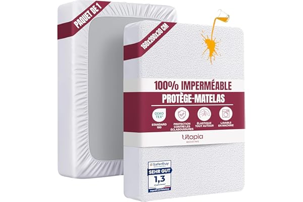 ✅ Utopia Bedding Protège Matelas 160 x 200 x 30 cm Impe…
