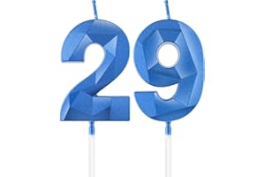 MCISKIN Candele blu reale per 29° compleanno, candela 3D numero 29 per torta, decorazioni per 29° compleanno per ragazzi e ragazze, candele decorazioni blu Torta Topper per feste Suppie