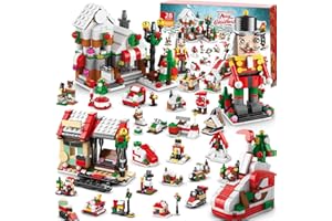 WUHUHAI Advent Calendar 2024 Christmas Building Set, 24 Collectible Surprises Countdown Calendar for Kids, 1099 PCS Christmas Toy Tree Cottage Santa Building Block Set, Gifts for Boys Girls Ages 3-12+