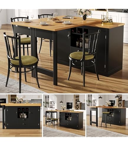 360° draaibare bartafel met multifunctionele opbergruimte, MDF, zwart