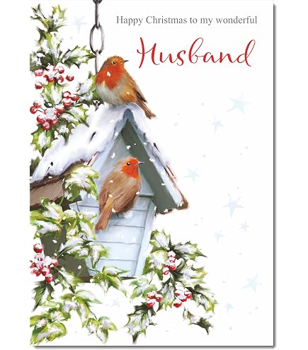 Paperlink Weihnachtskarte 'Wonderful Husband' – Mit Goldfolie, 155 X 205 Mm – Aus Der Written In The Stars Kollektion