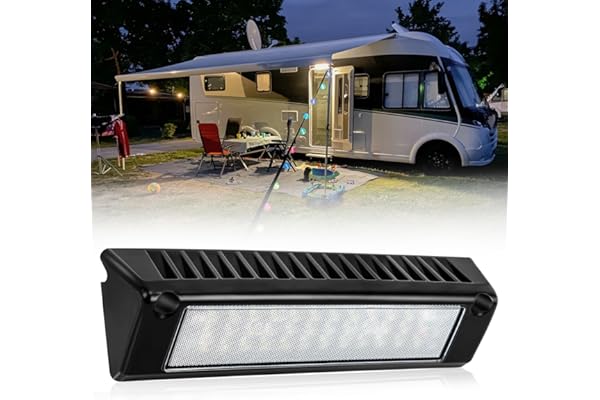 SUPAREE Eclairage LED 12V Caravane Lampe LED 12V Camping Car Lampe Camping Car Exterieur Auvent 6000K Blanc 2000LM IP67 Étanche pour RV Van Bateau Camion 1PC