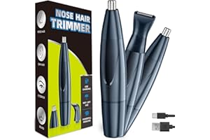 HOUPOO Trimmer Nose Hair Trimmer USB Rechargeable Nose Hair Trimmer 3 in 1 Set Ear Hair Trimmer, Professional Painless Eyebrow and Vision Hair Trimmer, for Men and Women, IPX7 Waterproof