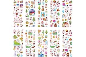 Zonon 10 Sheets 3D Puffy Stickers - Christmas Theme Stickers Include Christmas Tree, Santa, Snowman, Snowflakes, Reindeer - Decals for Kids, Toddlers, Kindergarten Supplies