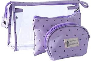 MAOXINTEK Borse Cosmetiche da Viaggio, Impermeabile Custodia per Trucco Trasparente da Toeletta, 3PCS Organizzatore Beauty Case in Plastica con Cerniera, Piccolo Portafoglio Regalo per le Donne