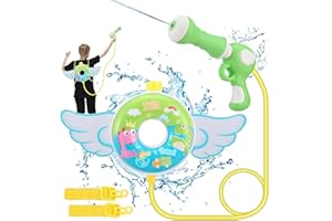 EQARD Pistolet à Eau Sac à Dos pour Enfants 1200 ML Dinosaure Jouet Pistolet à Eau avec Bandoulière Réglable Portée de 8 Mètres Jouets d'Été en Plein Air pour Plage Piscine Jeu de Combat Aquatique
