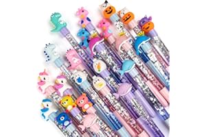 Runxin 24 Pcs Penne a sfera Animale Colorate,Kawaii Divertente Carine Penne Bambini,Materiale Scolastico Regalo dei Bambini for Gadget Compleanno Bambini fine Festa (Oro Paillettes)