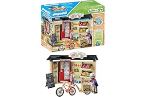 Playmobil 71250 Country farm shop, bike with trailer, organic farm food grocery shop, sustainable toy for children ages 4+