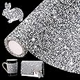 Locacrystal Bling Rhinestone Sticker DIY Home Decor Stickers Self-Adhesive Crystal Sheet Stickers for Cars & Crafts Decoration(Silver,9.4" x 15.8")