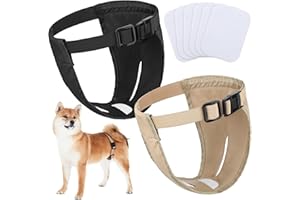XUNIEA 2er Packung Hündinnen Läufigkeitshose Waschbare Schutzhöschen Wiederverwendbare Hundewindeln Hundehose mit 6 Damenbinde Verstellbare Schutzhose für Weibchen Hunde Läufigkeit (L)