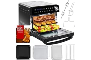 ‎EMPHSISM 14L Minibackofen Heißluftfritteuse | Vielseitig 1800W Airfryer XXL Visualisiertes Fenster, 11 in1 Ofen Max Temperatur 210℃ Touch Screen, Heissluftfritteuse Mini Backofen mit 7 Zubehör und Rezeptbuch
