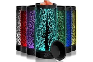 Serentify Colour Changing Electric Wax Melt Burners | Essential Oils Burner | LED Light/Lamp and Wax Warmer | Easy Clean Silicone Dish | 26.5cm (Black)