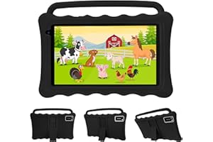 BYYBUO Kids Tablet, 7 Inch Android 12.0 GO Tablet for Kids, 1920 * 1200 Full HD Eye Protection Screen Toddler Tablets with Shockproof Case, Parental Control 7 Colors (Black)
