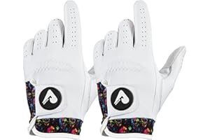 ASTUR Golf Gloves 2 Pack Cabretta Leather Golf Glove Men Left Hand Charismatic Unique Wrist Design Print