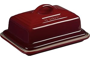 LE CREUSET Mantequera de cerámica de gres, 900 g, 17 x 12.5 x 9 cm, Rojo Cereza
