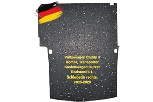 aruma® Antirutschmatte Laderaummatte kompatibel für VW Caddy 4 Kombi, Transporter Kastenwagen, kurzer Radstand L1, Schiebetür rechts, 2015-2020 | rutschfeste Unterlage | Schützt vor Verschmutzung
