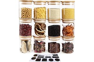 Aoligei Tarro de Vidrio de Almacenamiento 12 Pcs, 200ml Tarros de Cristal para Conservas Envases Cristal Alimentos, Tarro de Granos de Café hermetico con Tapa