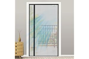 SCREEN DOOR Mosquitera Puerta Magnetica 155x205cm | Mosquitera Reversible con Apertura Lateral Izquierda/Derecha, Acceso Sencillo, Protección contra Insectos – Negro