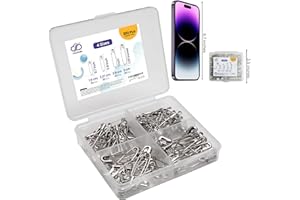 CLOUDSALE 100 Pack Safety pins - 4 Assorted Small Sizes, (17mm, 20mm, 25mm, 31mm), Nickel Plated Rust Resistant Steel. Sharp Edged Pins with Clasp. for Arts & crafts, Clothing, Sewing, and Dressmaking