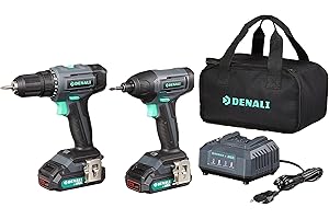 Marca Amazon - Denali by SKIL Combo de Taladro y Taladro de impacto de 18 V (20 V máx.), Dos Baterías de Litio de 2 Ah y Cargador, Azul