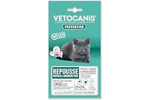Vetocanis | Collare per Gattino antipulci e zecche, Trattamento Protettivo antiparassitario Gattino | Efficace 3 Mesi | per Gattini di - di 9 Mesi | Resistente all'Acqua | Formulato sotto Controllo