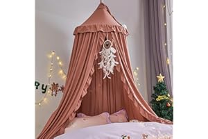 HUOQOU Betthimmel für Mädchen Prinzessin Runder Kuppel Kinder Träumendes Moskitonetz Bettwäsche Mädchenzimmer Schloss Spielzelt Hängendes Haus Dekor Leseecke Baldachine(Bohnenpaste rot)