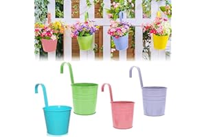 Semazz Pots de Fleurs Suspendus,4 pcs Pots de Fleurs Exterieur Pot Suspendu en Métal Suspension Plante avec Crochet Paniers de Jardinière Suspendus pour Balcon Clôture Jardin