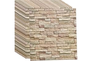 K&F-qianzhi 10 Piezas de Paneles de Piedra de imitación de Papel Tapiz 3D, 77 x 70 cm, Paneles de Pared de Piedra Decorativa autoadhesivos para Cocina Moderna baño Sala de Estar (Color : Natural)