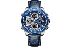 Naviforce Orologi digitali militari da uomo Orologio analogico al quarzo impermeabile Orologio sportivo multifunzionale in pelle