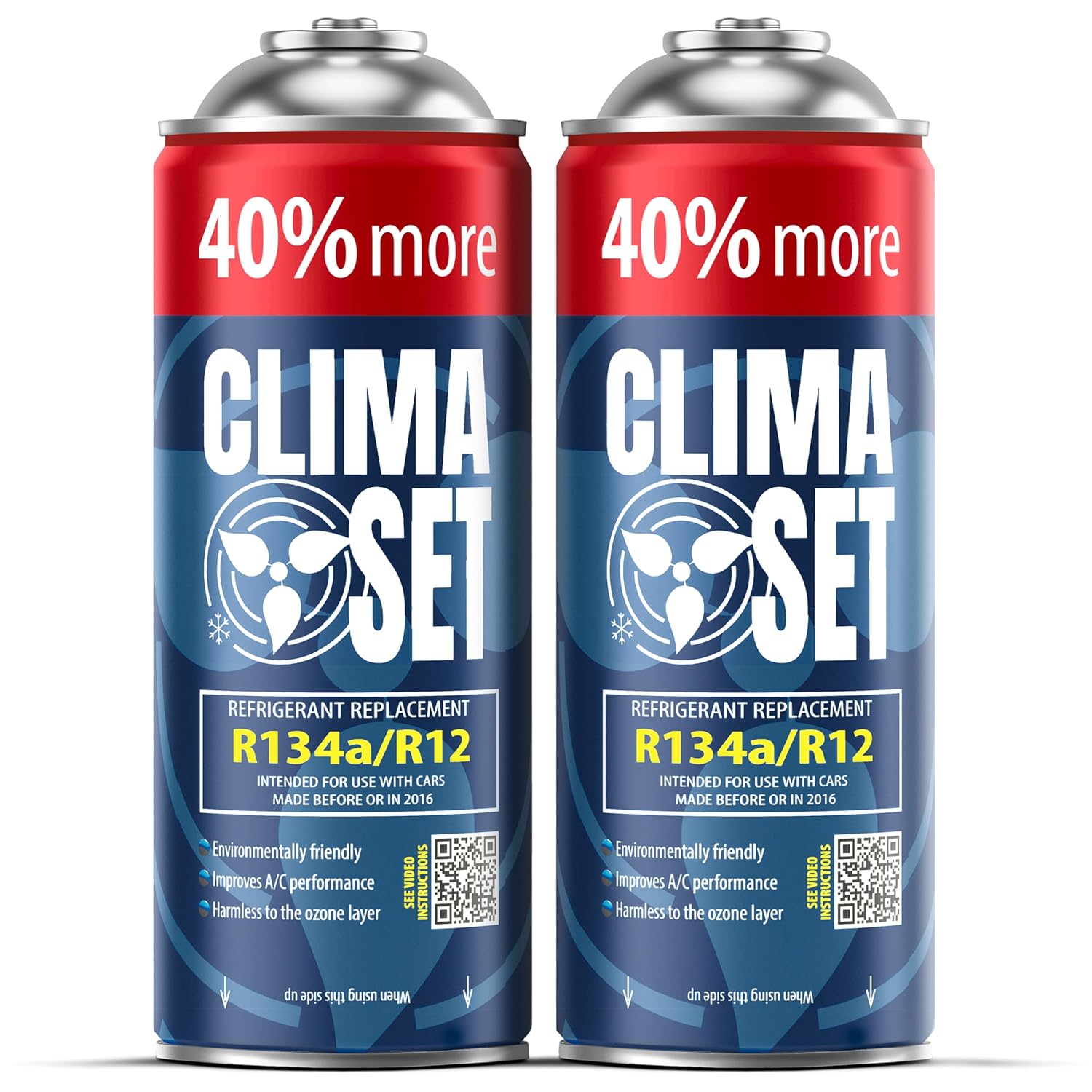 ClimaSet Sostitutiva del gas R134a - Gas aria condizionata auto - Ricarica Clima Auto - koelmiddel R134a - 2 x 235 g. Bombolette - Ricarica Aria Condizionata Auto - Eco