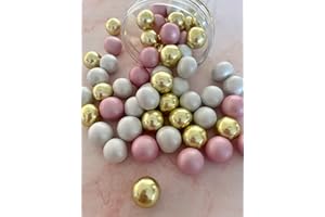 CAKE N BAKE 20mm Extra Large Shimmer Chocolate Balls Edible Cupcake Cake Topper Sprinkles (Pink Mix, Small Tub)